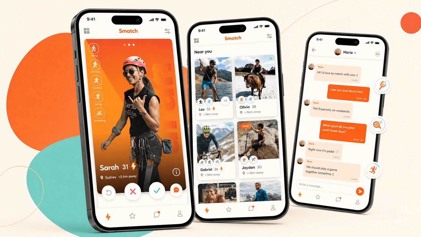 Aperçu Smatch avec deux écrans mobiles de rencontre sportive